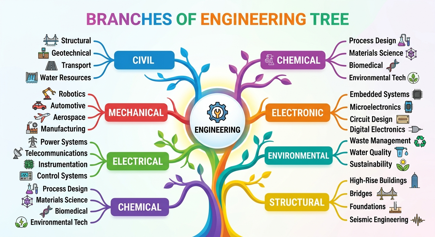 Branches of engineering tree diagram
