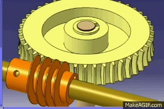 Animated worm and wheel gear — showing worm rotating and driving the wheel